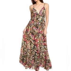 Rachel Pally Pink and Green Floral Maxi Dress